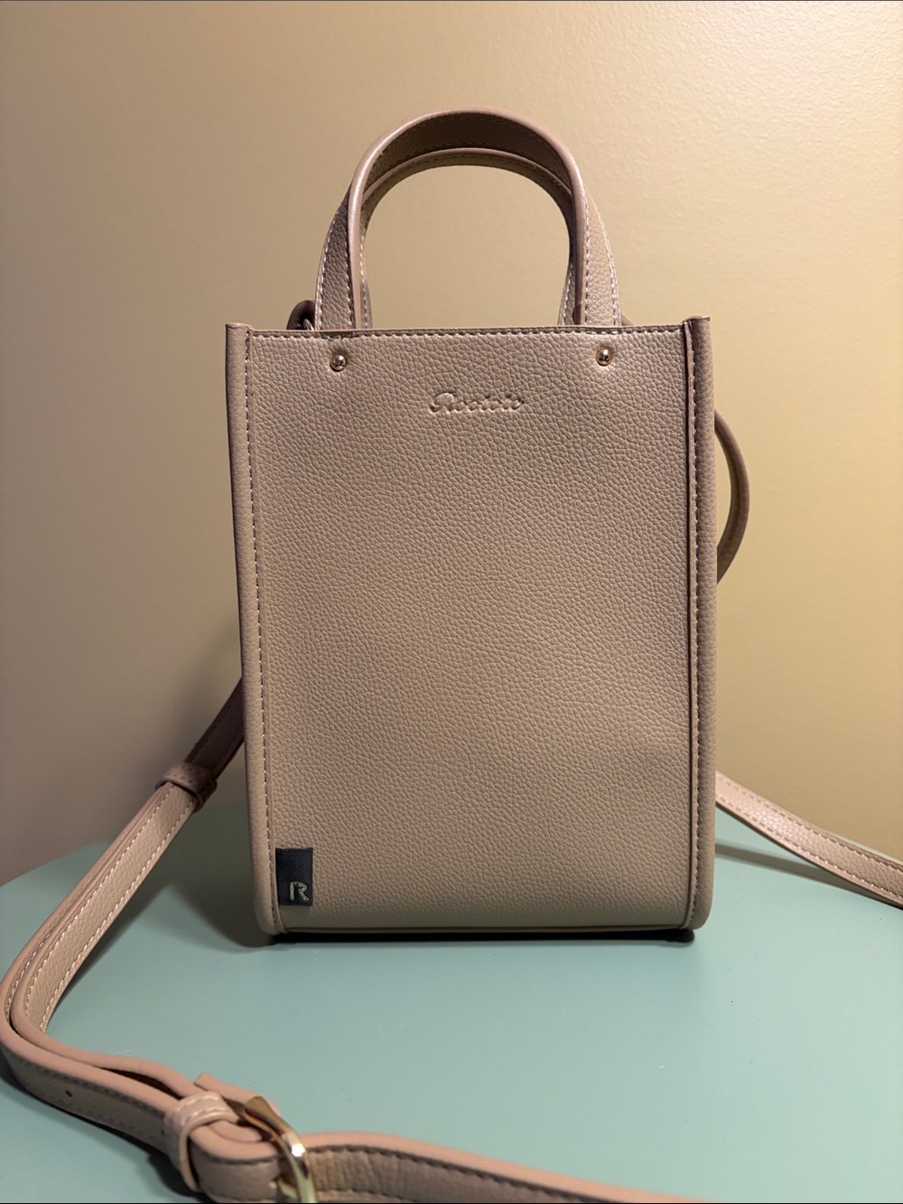 Beige Mini Tote Crossbody -